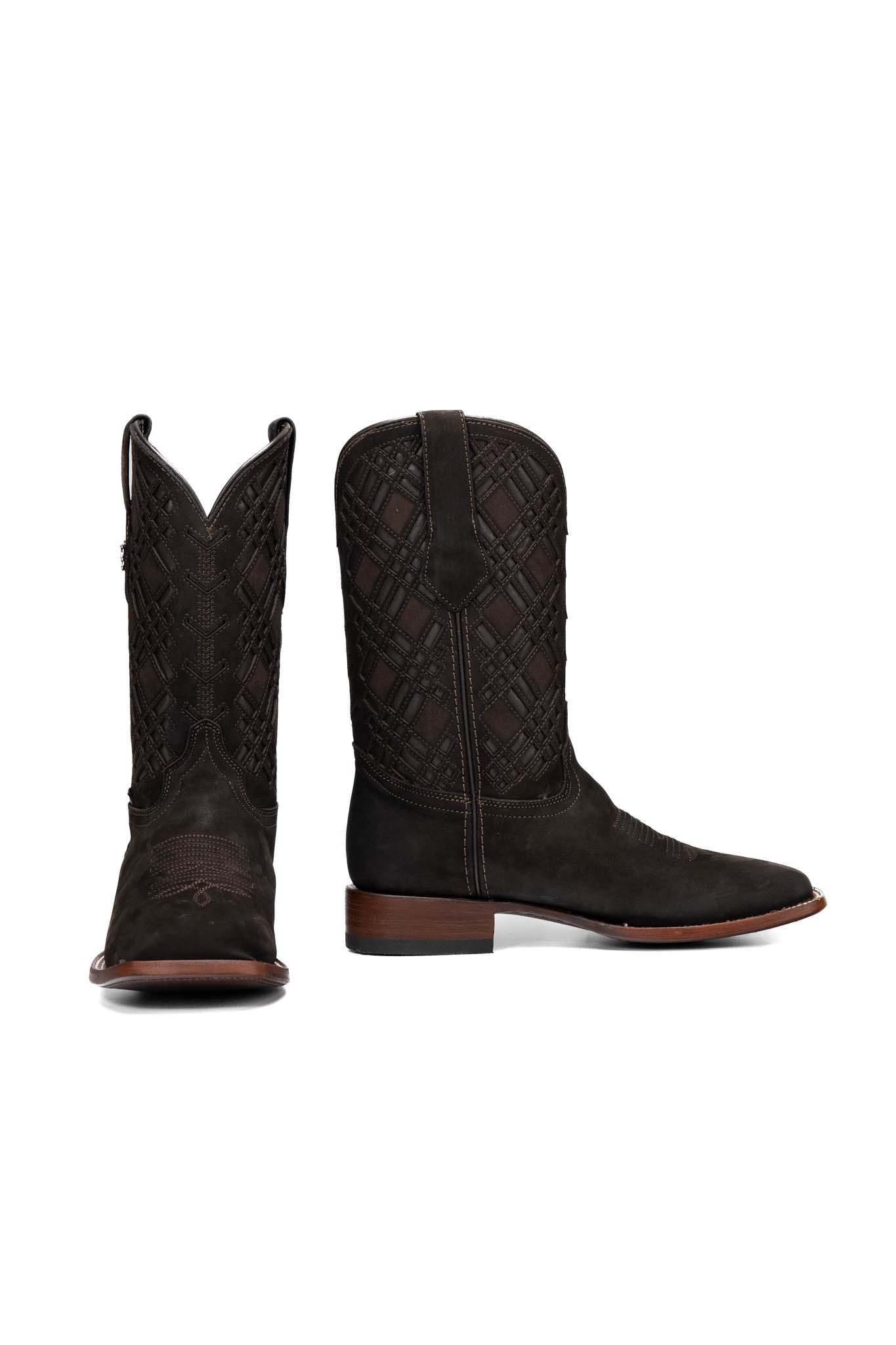 Rock'em Men's Bradley Square Toe Cowboy Boot MR19 - Nobuck Mocha