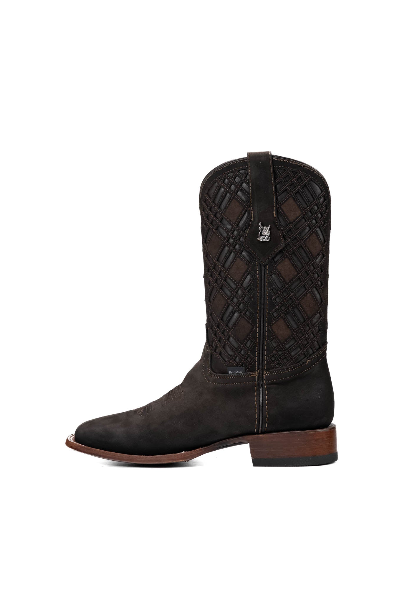 Rock'em Men's Bradley Square Toe Cowboy Boot MR19 - Nobuck Mocha