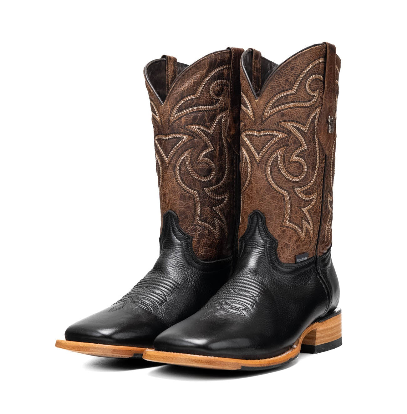 Rock'em Men's Heritage Square Toe Cowboy Boot MR05 - Black