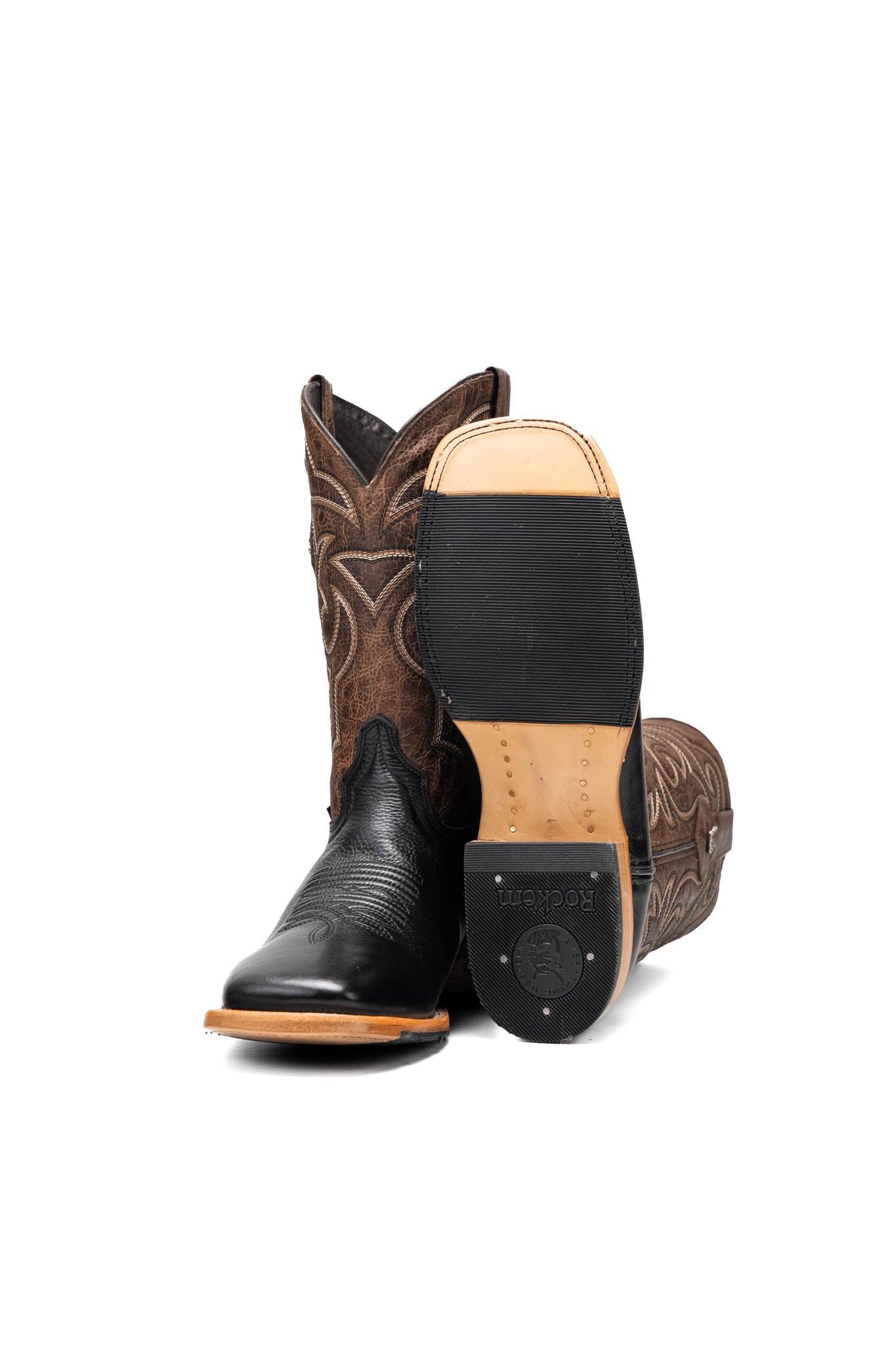 Rock'em Men's Heritage Square Toe Cowboy Boot MR05 - Black