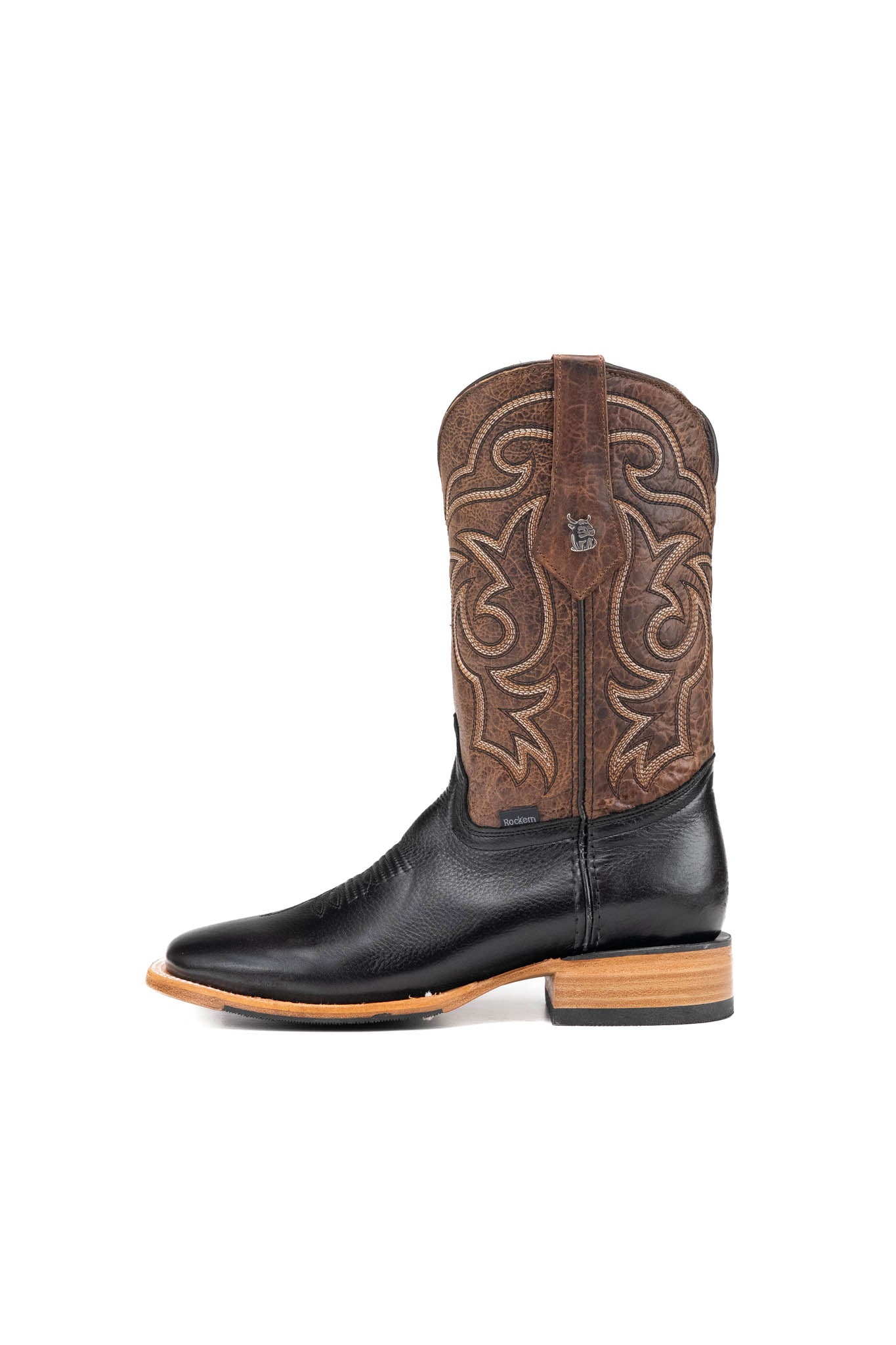 Rock'em Men's Heritage Square Toe Cowboy Boot MR05 - Black