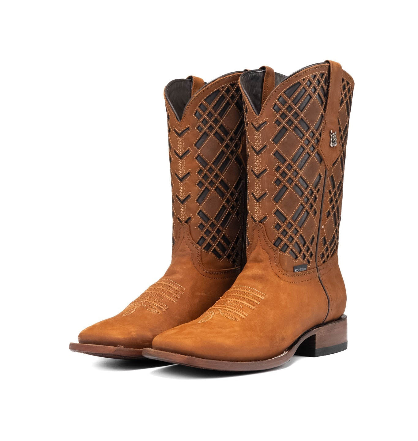 Rock'em Men's Bradley Square Toe Cowboy Boot MR18 - Nobuck Tobacco