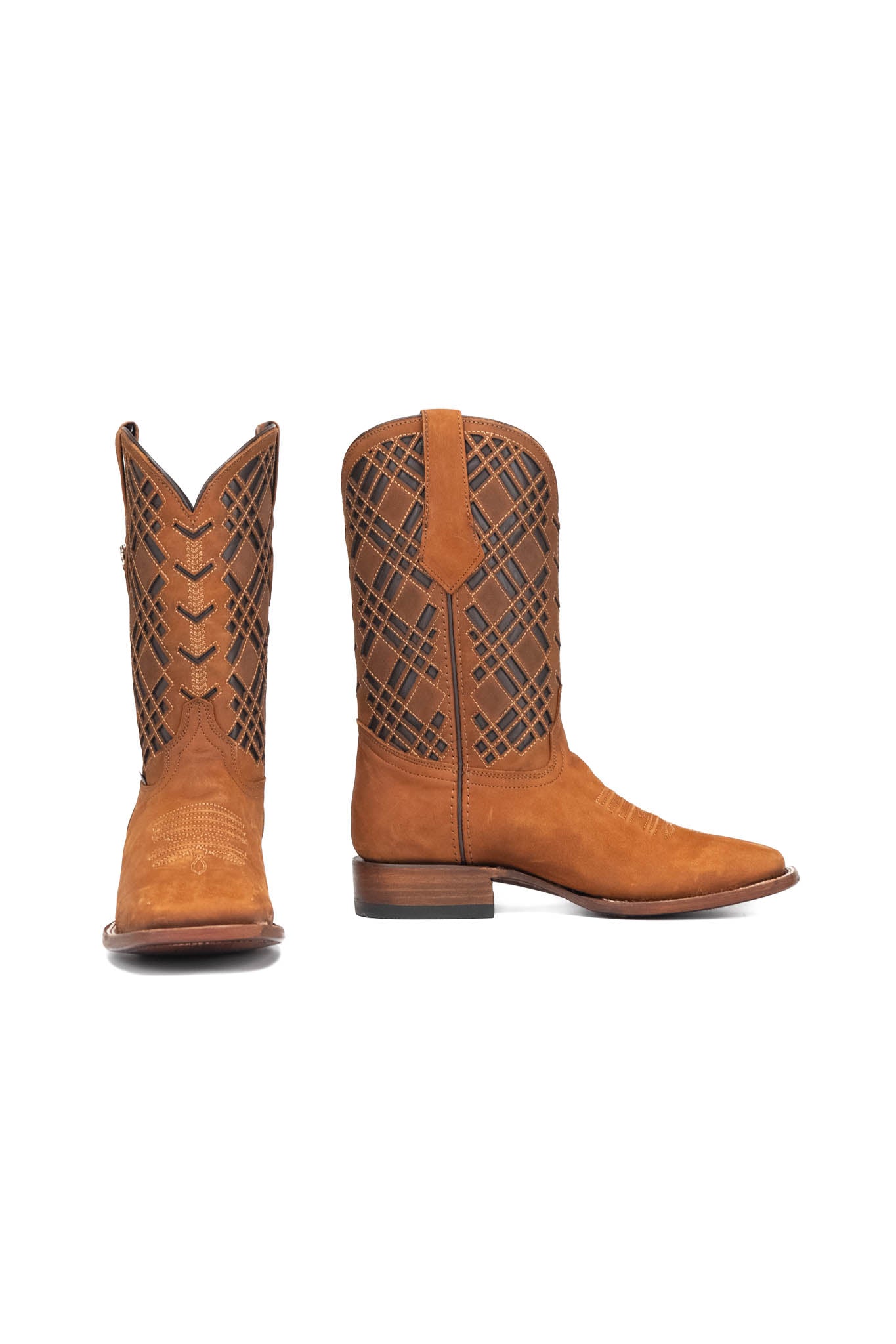 Rock'em Men's Bradley Square Toe Cowboy Boot MR18 - Nobuck Tobacco
