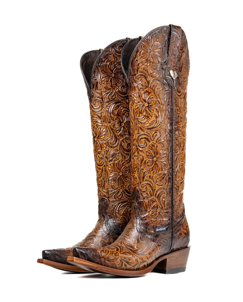 Rock'em Nancy Tall Wide Calf Snip Toe Cowgirl Boot - Honey