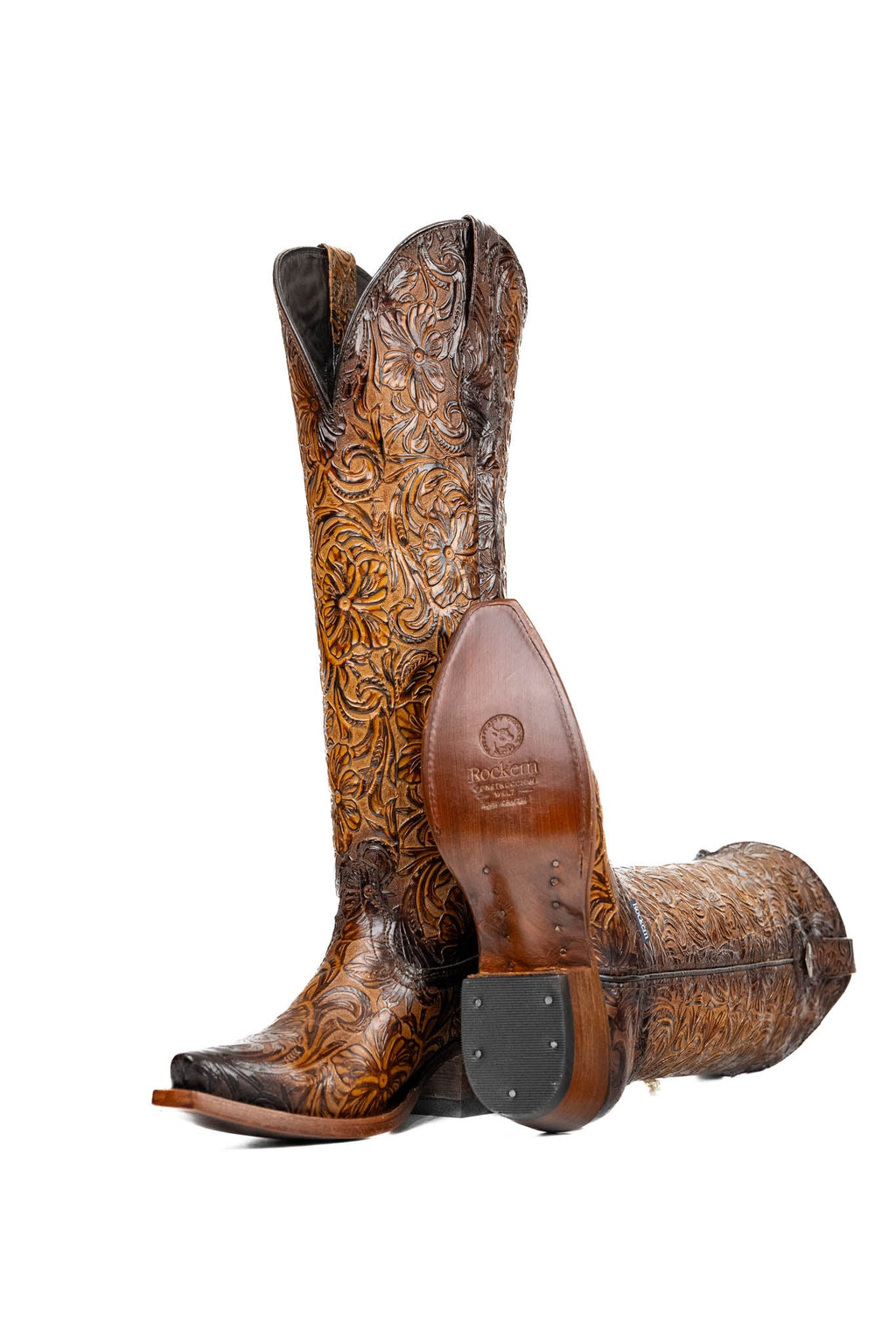 Rock'em Nancy Tall Wide Calf Snip Toe Cowgirl Boot - Honey