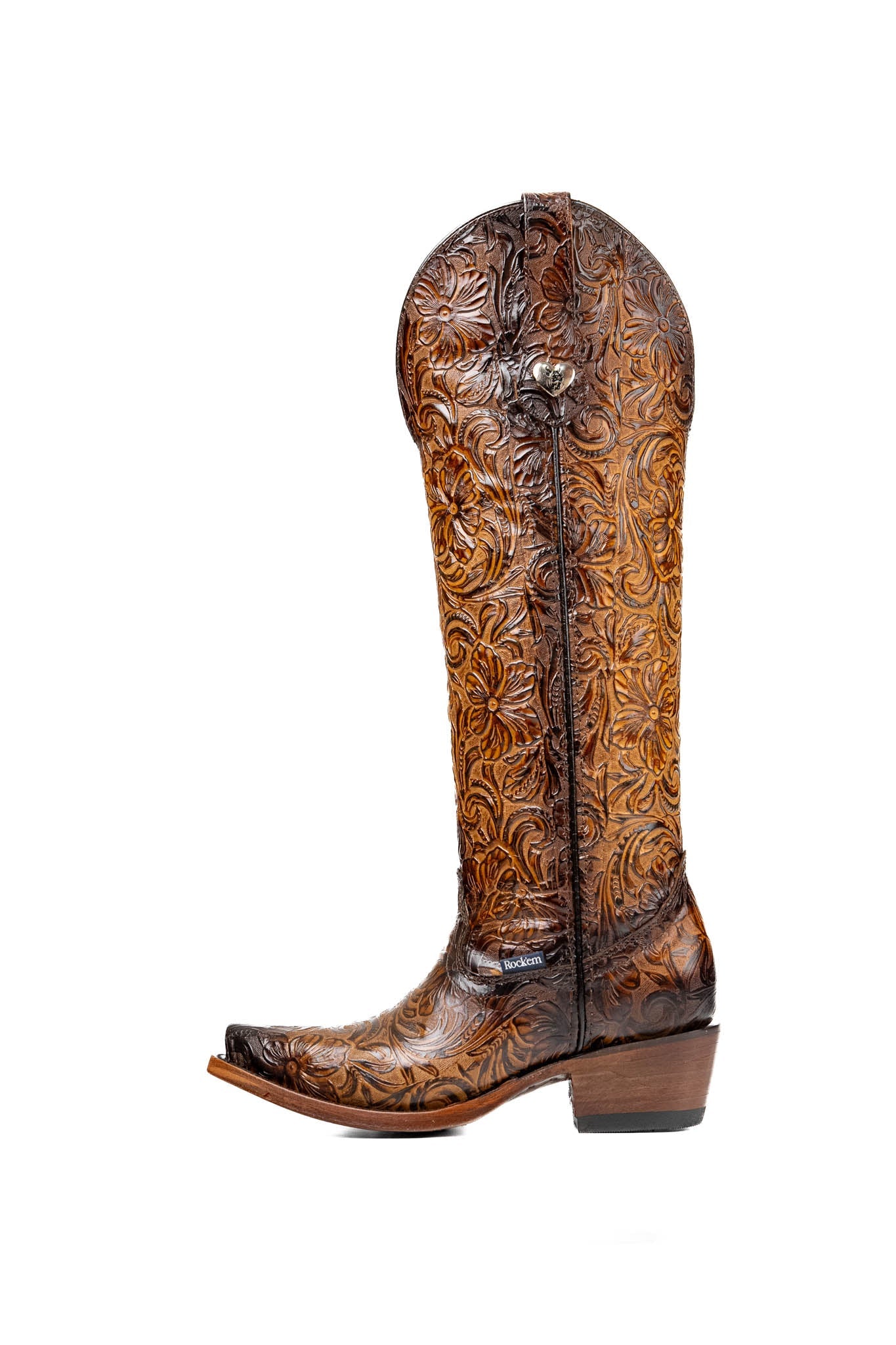 Rock'em Nancy Tall Wide Calf Snip Toe Cowgirl Boot - Honey