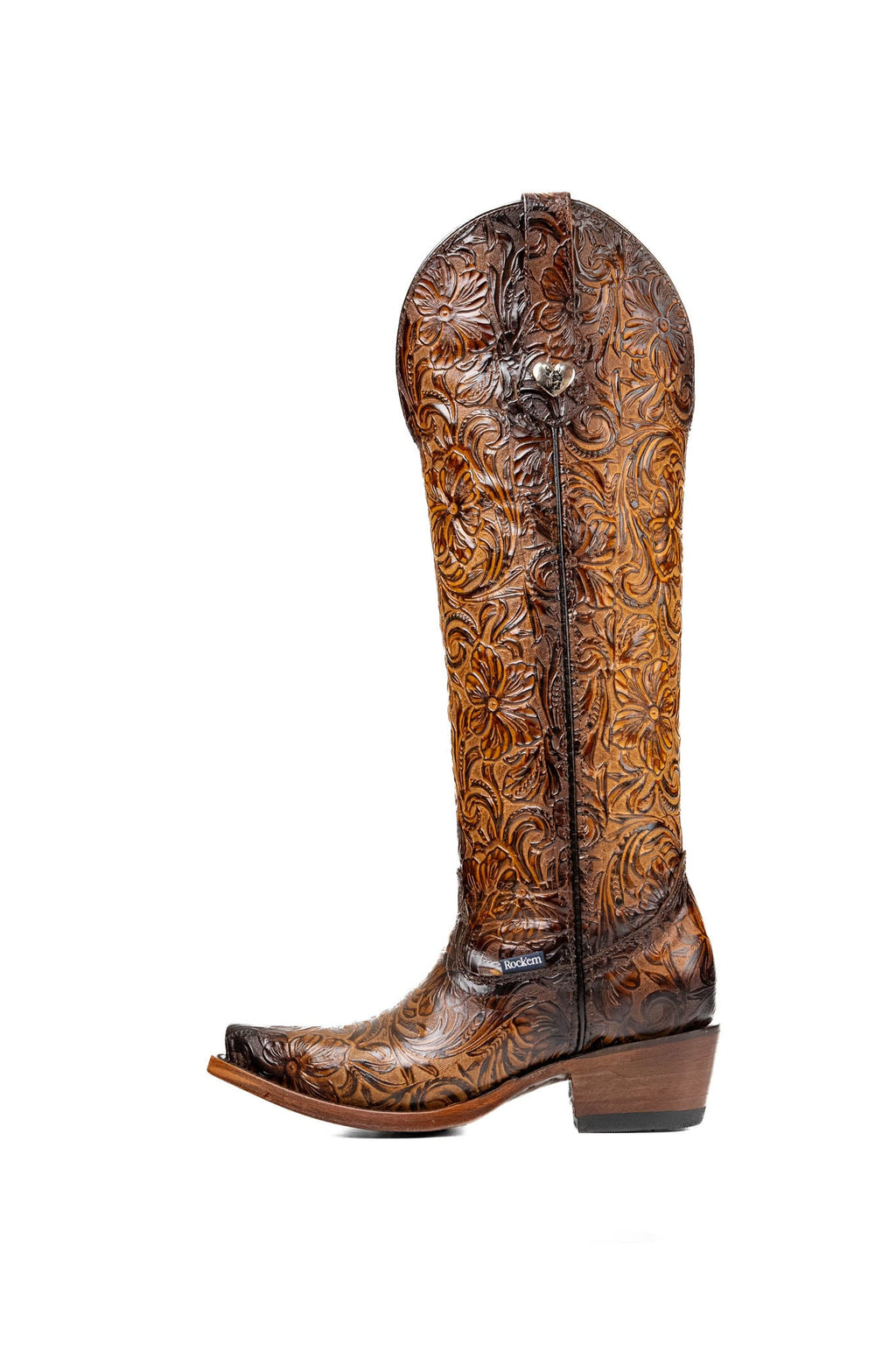 Rock'em Nancy Tall Wide Calf Snip Toe Cowgirl Boot - Honey
