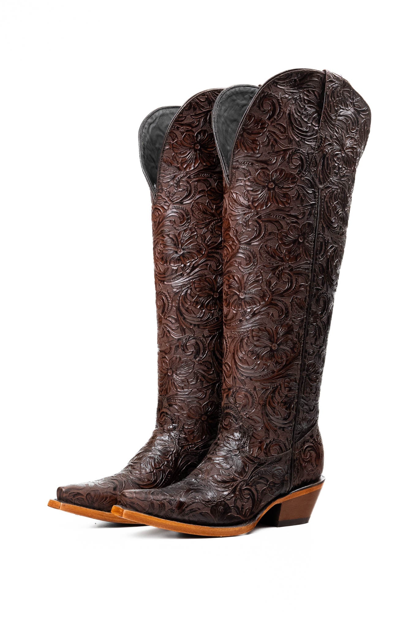 Rock'em Nancy Tall Wide Calf Snip Toe Cowgirl Boot - Brown