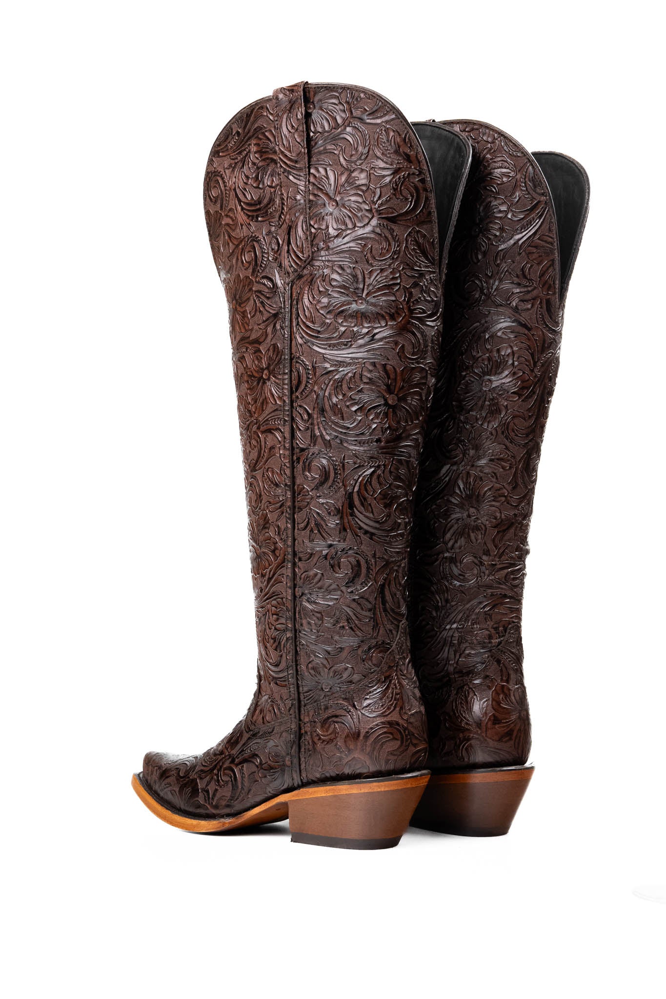 Rock'em Nancy Tall Wide Calf Snip Toe Cowgirl Boot - Brown