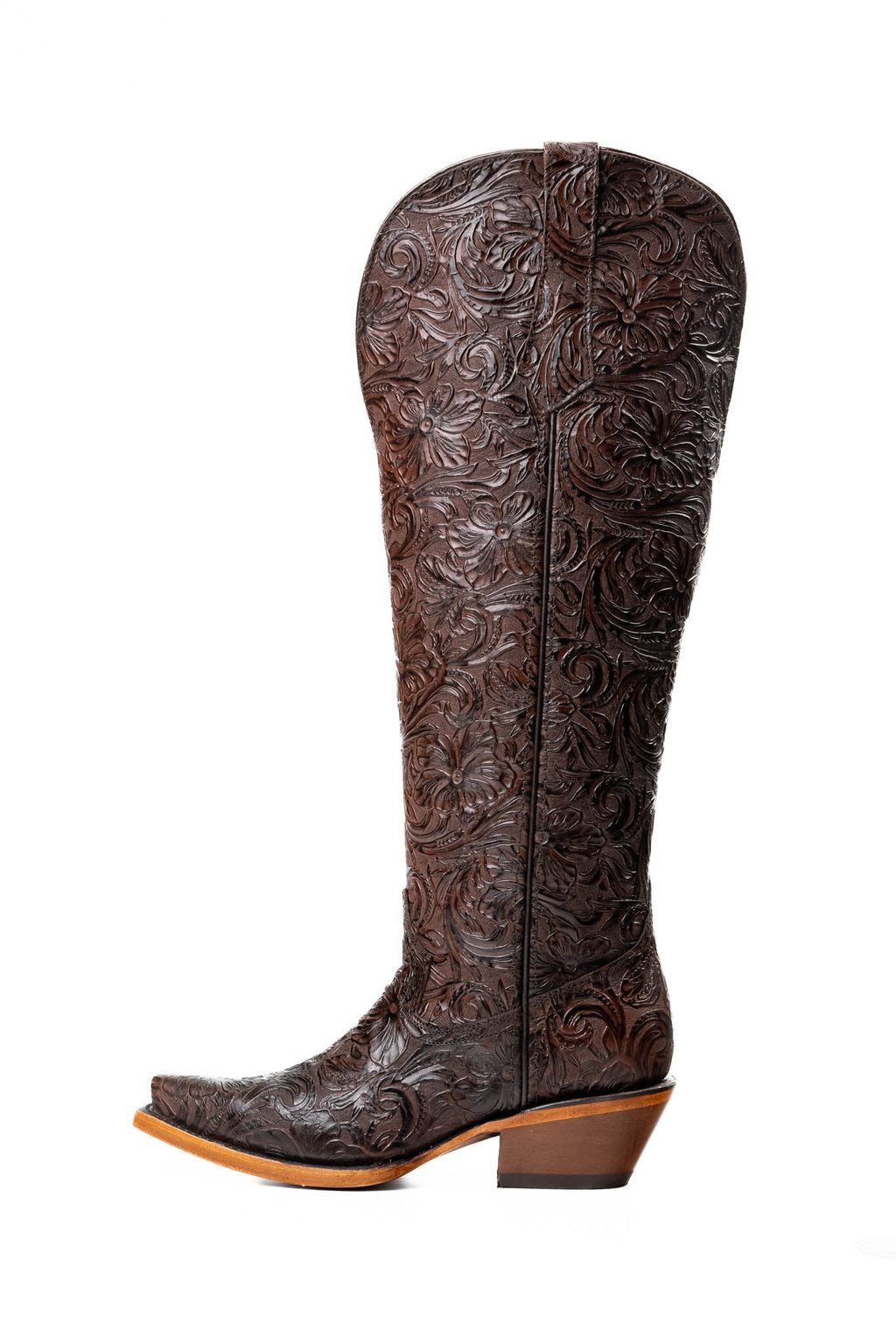 Rock'em Nancy Tall Wide Calf Snip Toe Cowgirl Boot - Brown