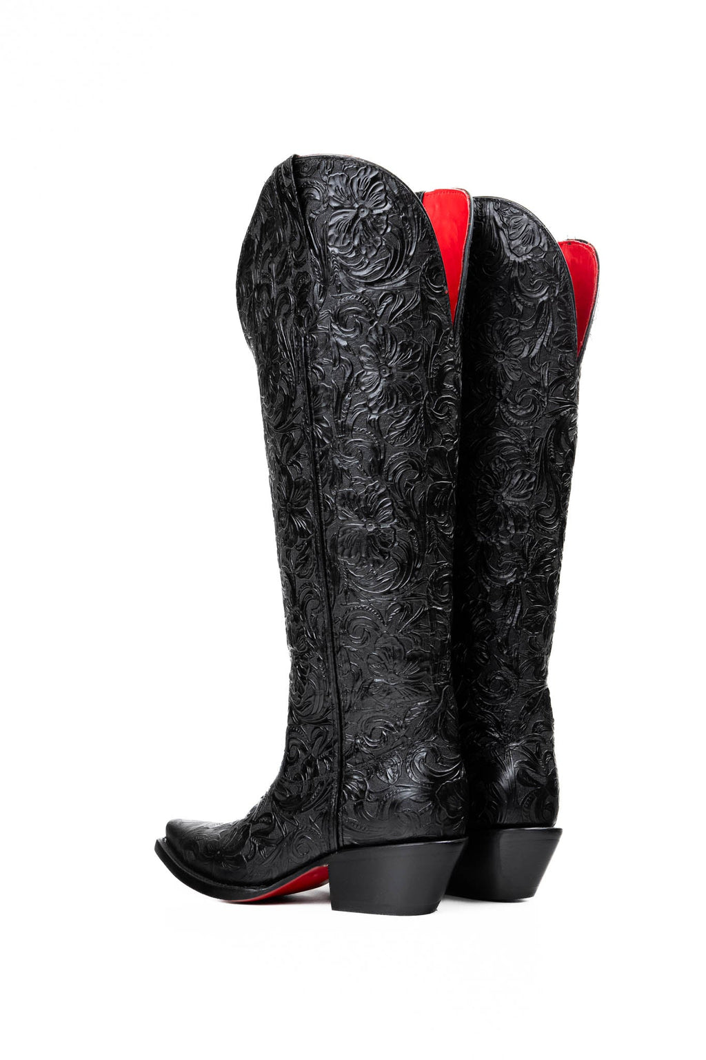 Rock'em Nancy Tall Wide Calf Red Bottom Snip Toe Cowgirl Boot - Black