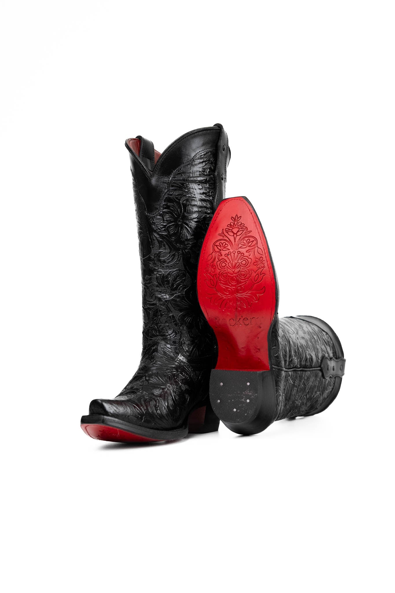 Rock'em Mila Flor de Luz 652 Red Bottom Snip Toe Cowgirl Boot - Black