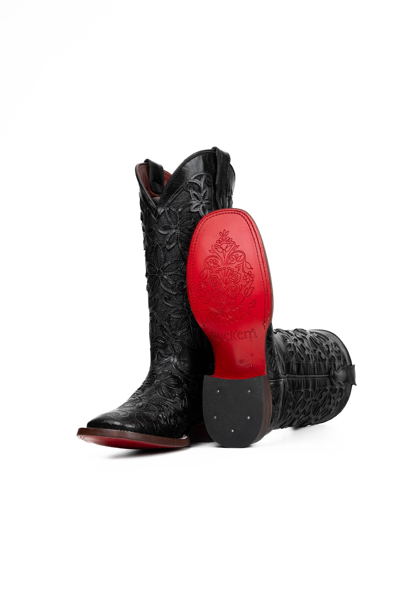 Rock'em Flor de Luz Cincelado Red Bottom Women's Boot - Black