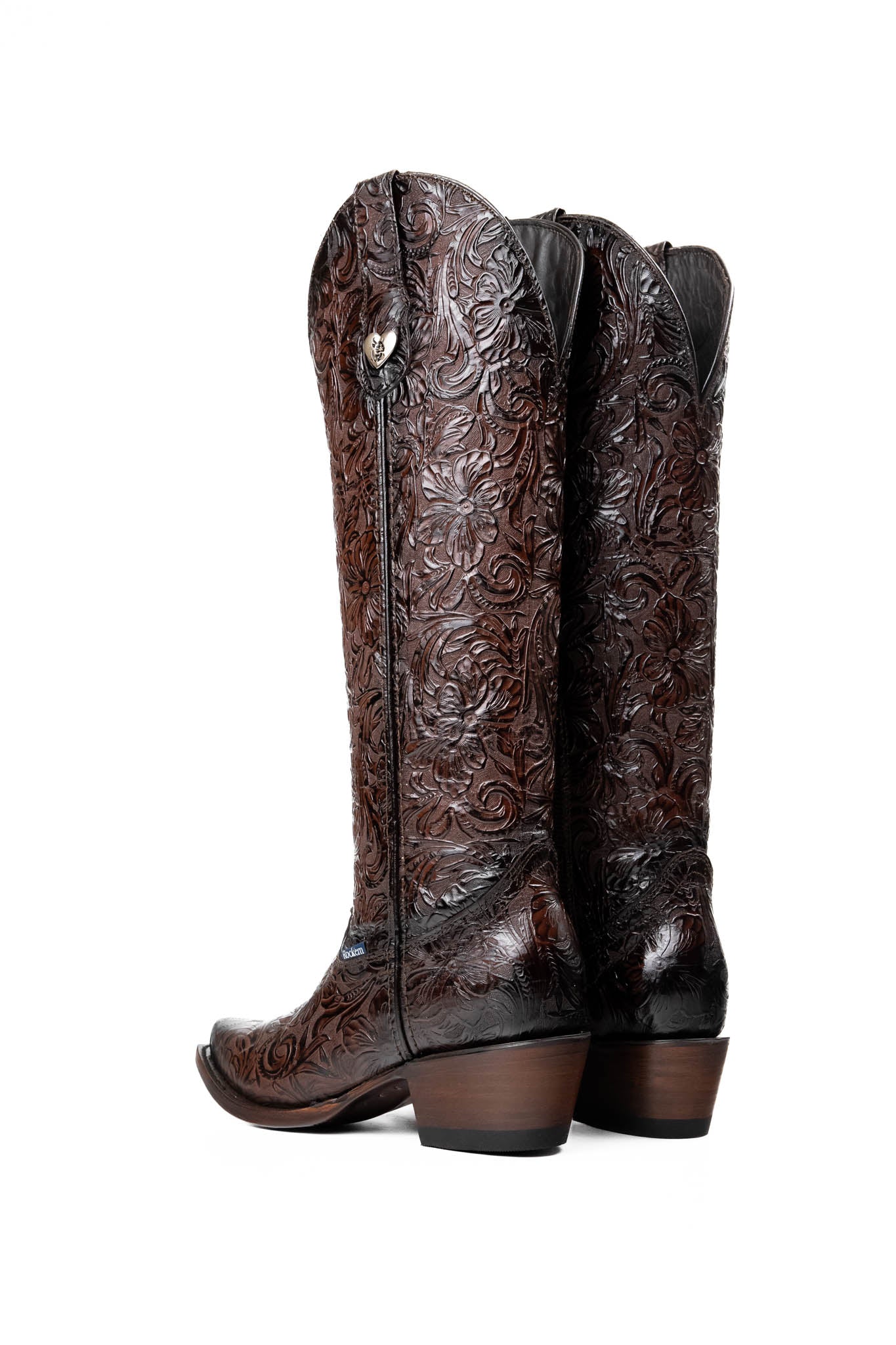 Rock'em Nancy Tall Calf Snip Toe Cowgirl Boot 013 - Brown