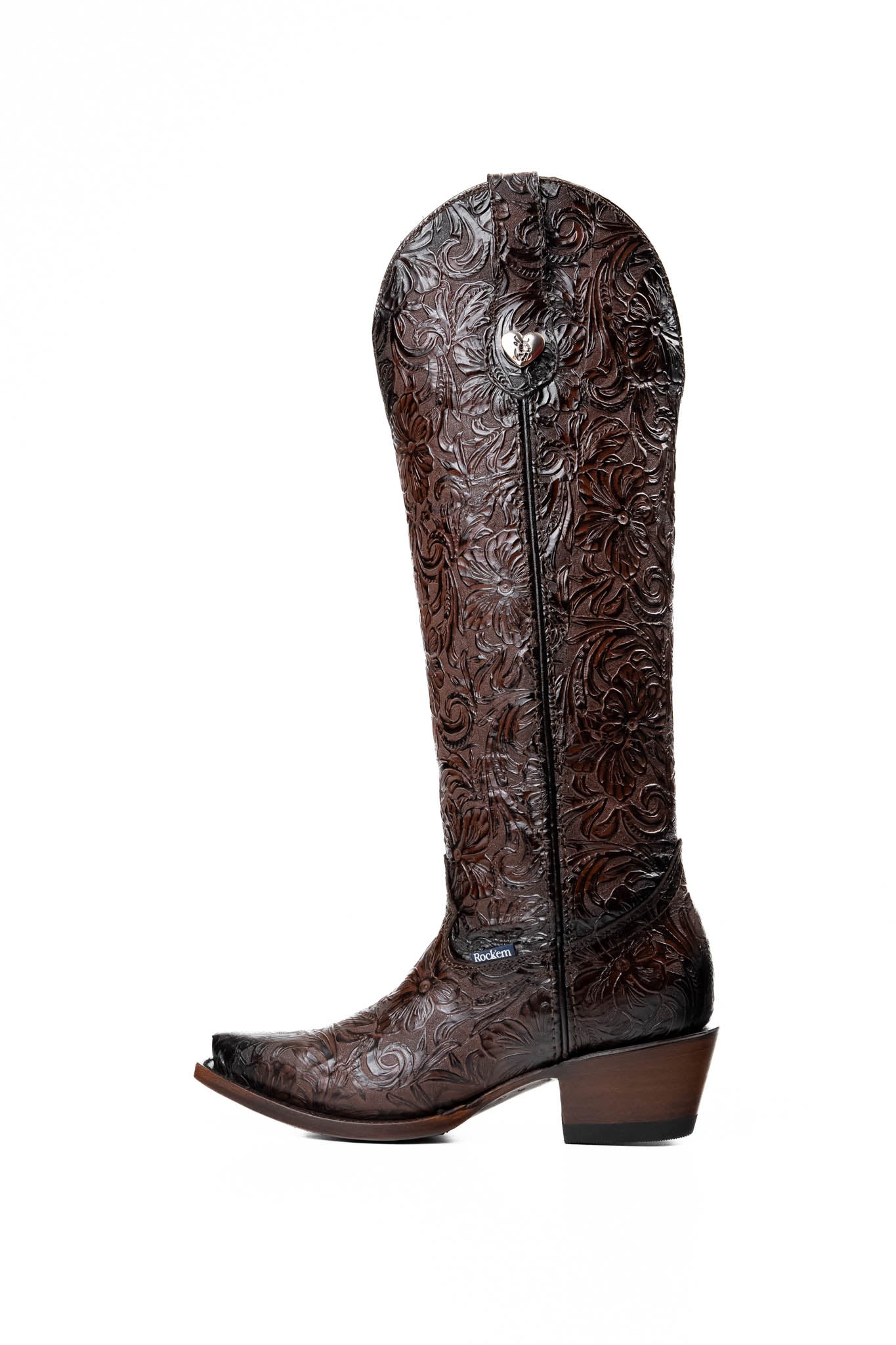 Rock'em Nancy Tall Calf Snip Toe Cowgirl Boot 013 - Brown