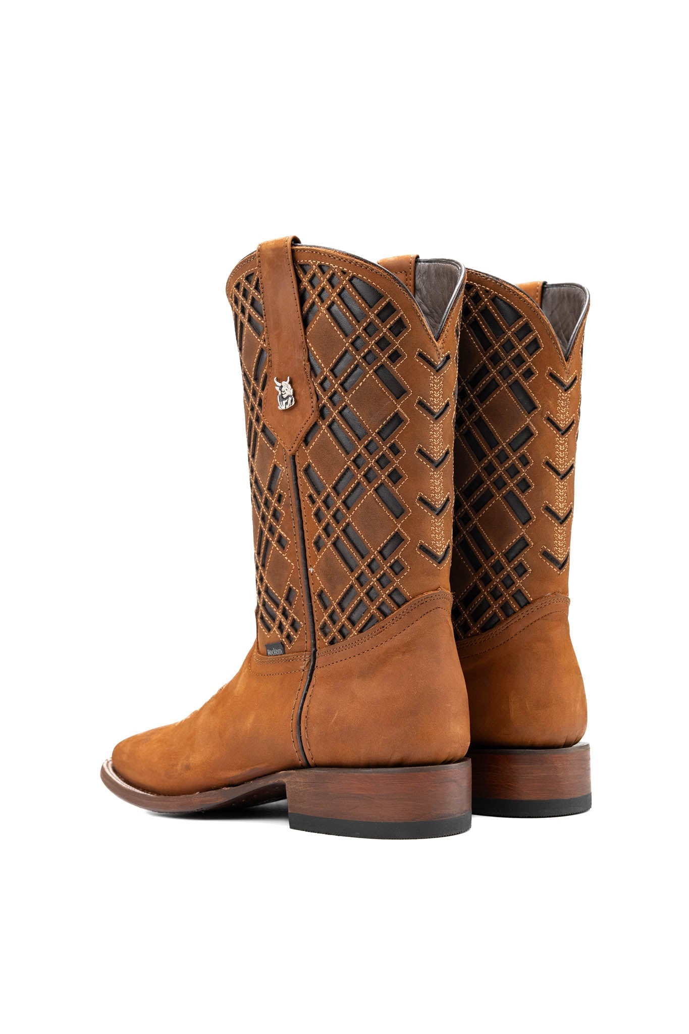 Rock'em Men's Bradley Square Toe Cowboy Boot MR18 - Nobuck Tobacco