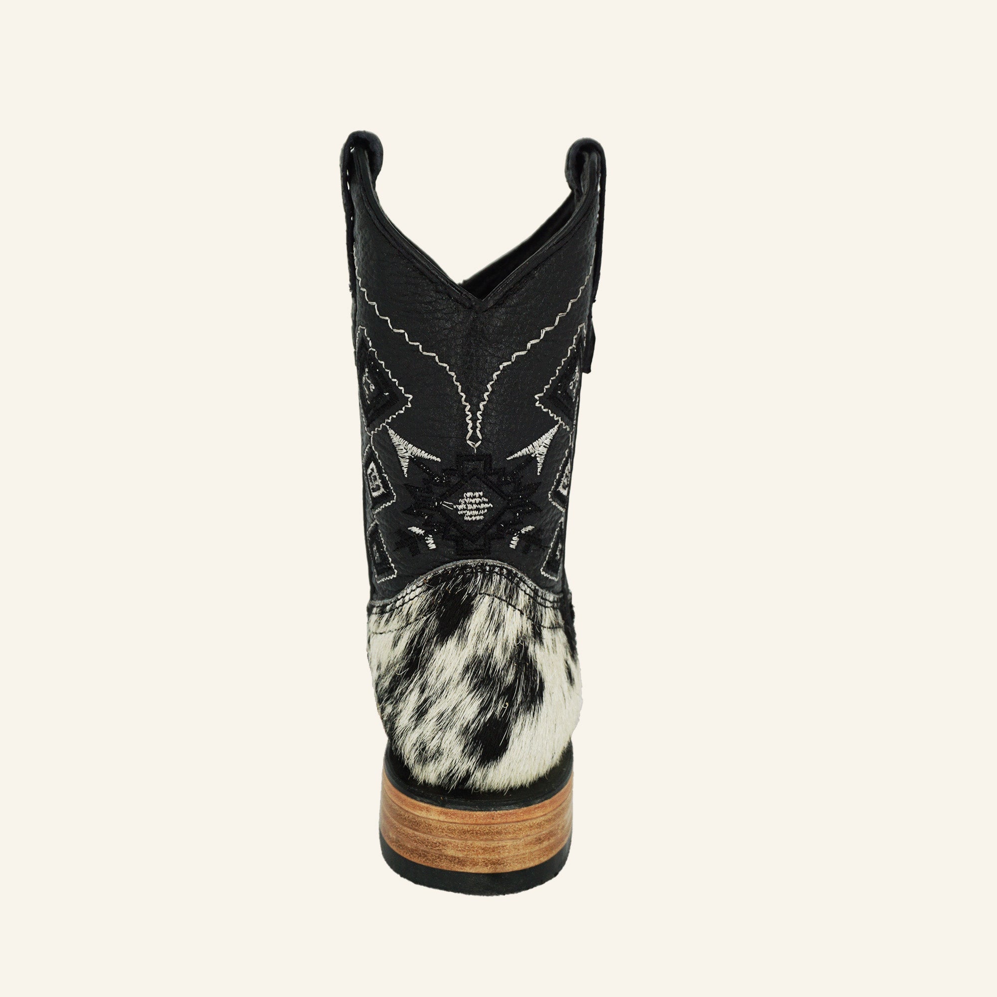 Rock'em Kids Cowhide Cowboy Boot - Black/White