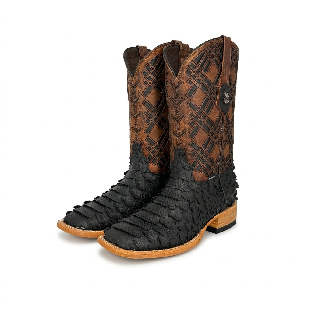 Rock'em Men's Ryder Python Print Cowboy Boot MR25 - Matte Black