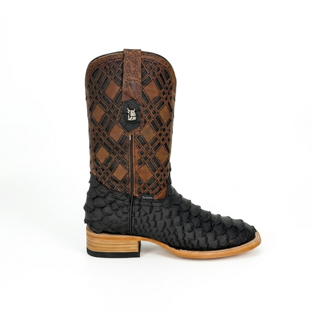 Rock'em Men's Ryder Python Print Cowboy Boot MR25 - Matte Black