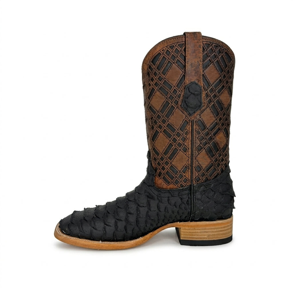 Rock'em Men's Ryder Python Print Cowboy Boot MR25 - Matte Black