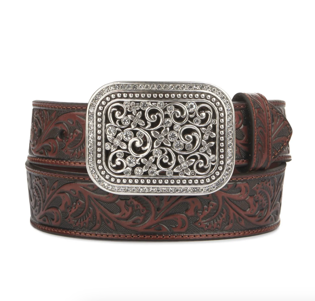 Ariat Women's Floral Embossed Belt A10006957 - Medium Brown