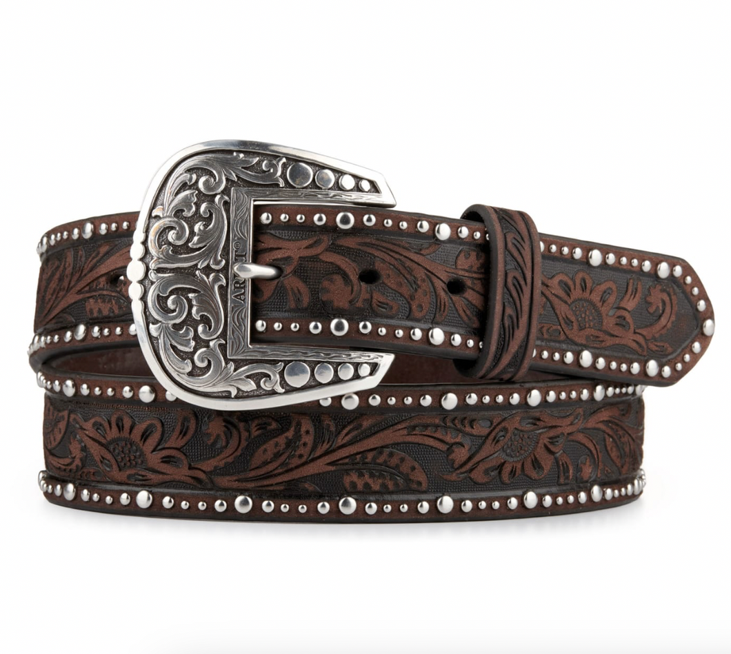 Ariat Women's Floral Tooling and Studs Trim Belt A1513802