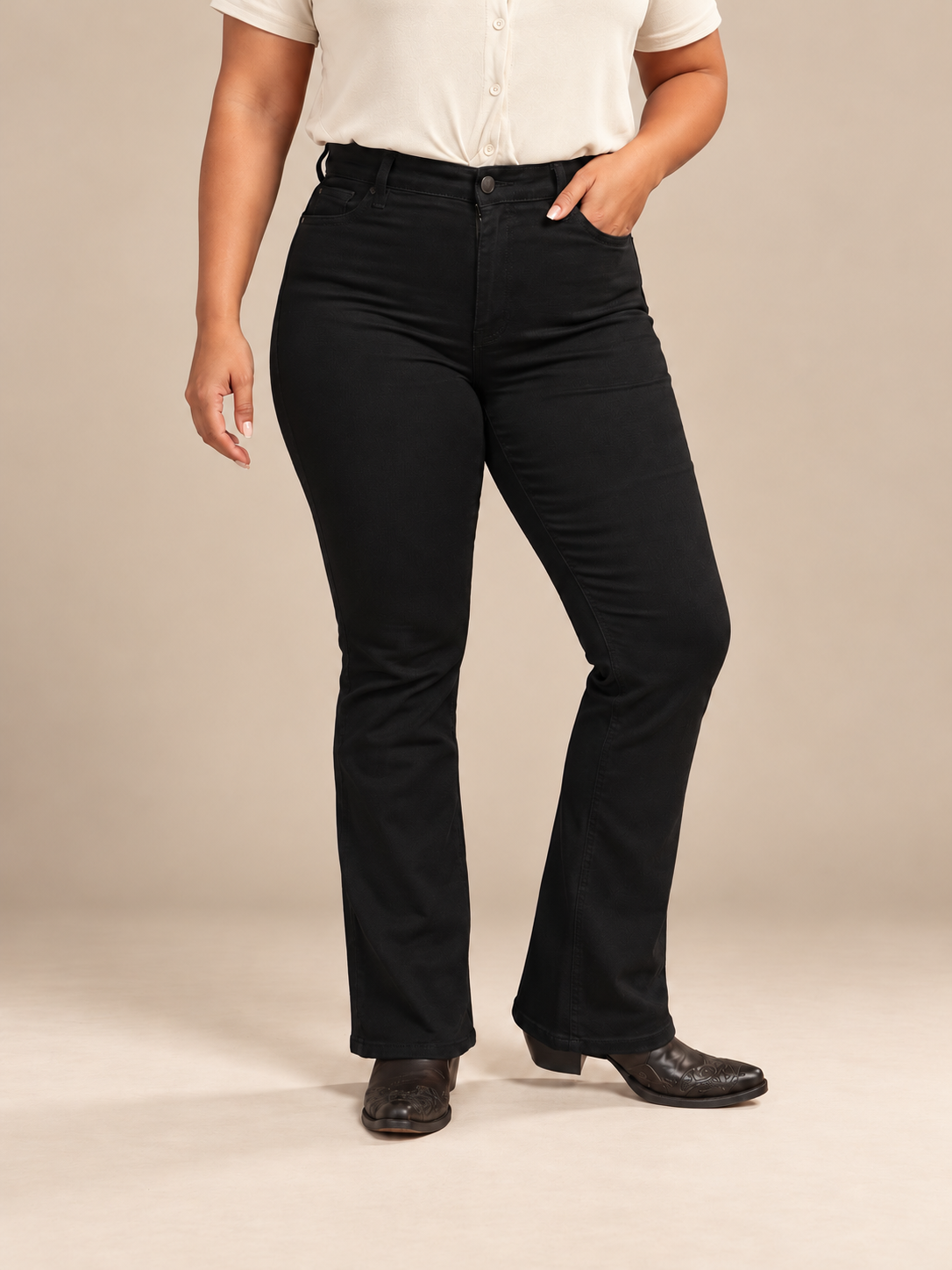 Women's High Rise Bootcut Jean TB2006B - Black