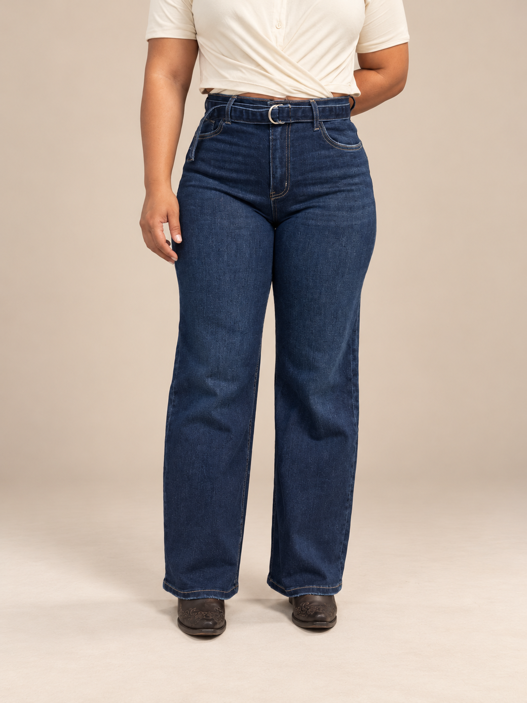 Women's High Rise Wide Leg Jean TB2015D - Dark Wash