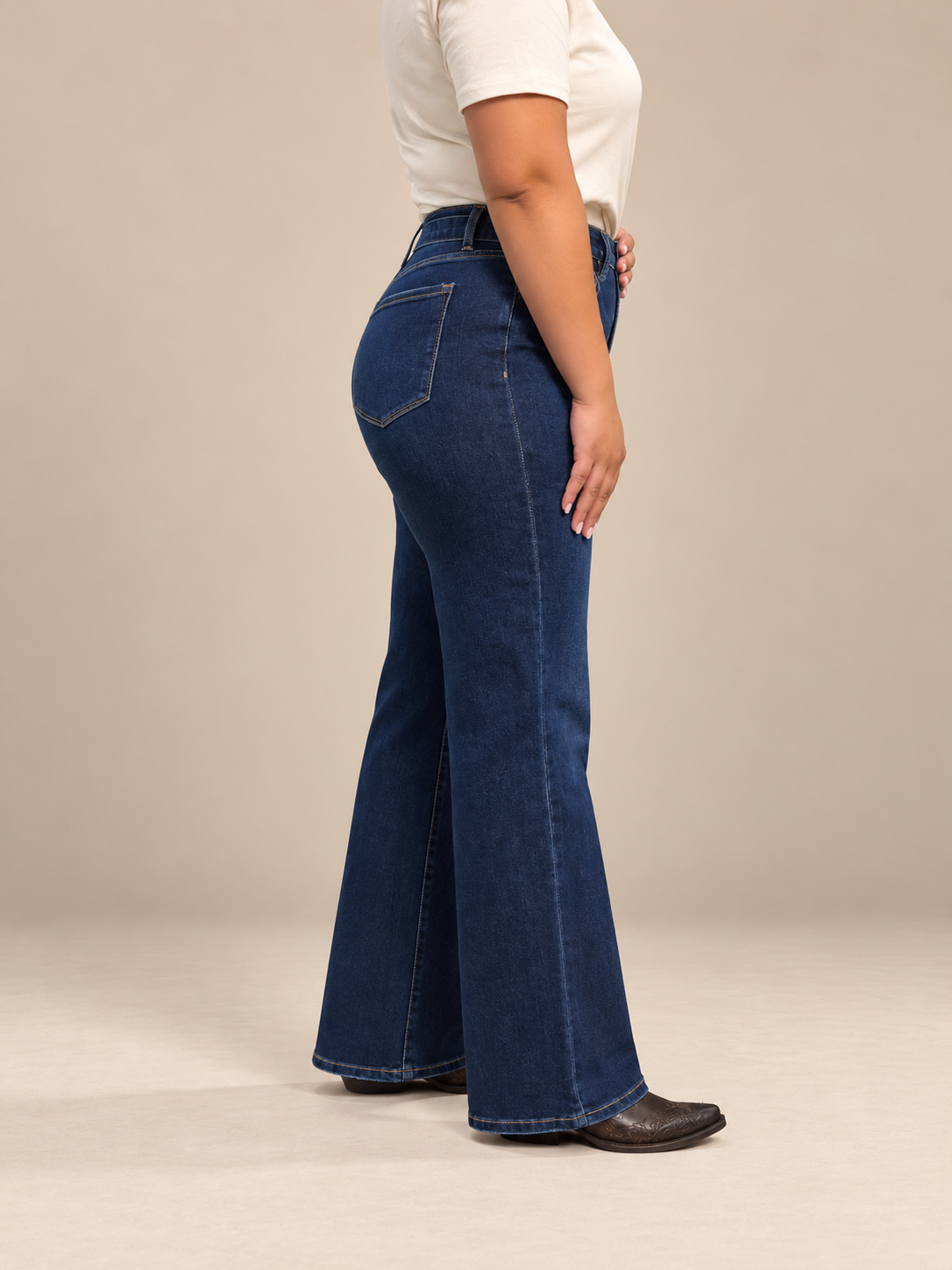 Women's High Rise Wide Leg Jean TB2015D - Dark Wash