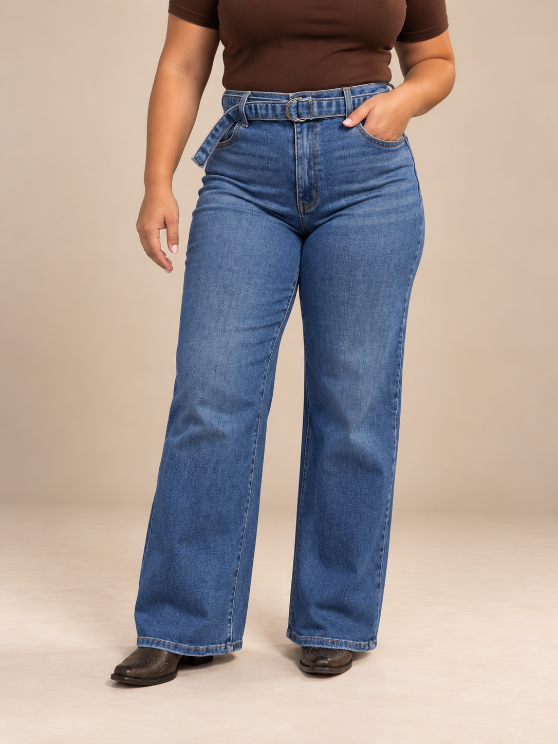 Women's High Rise Wide Leg Jean TB2015M - Medium Wash