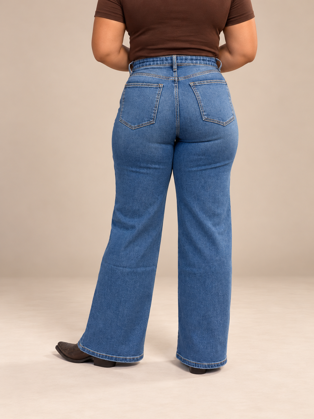 Women's High Rise Wide Leg Jean TB2015M - Medium Wash