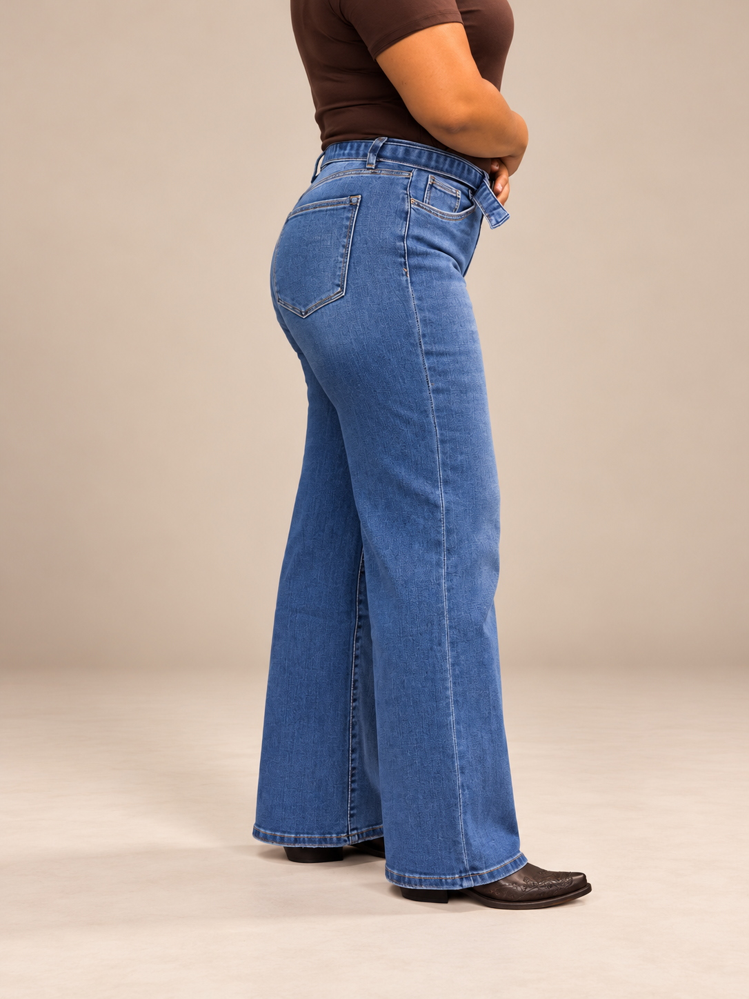Women's High Rise Wide Leg Jean TB2015M - Medium Wash