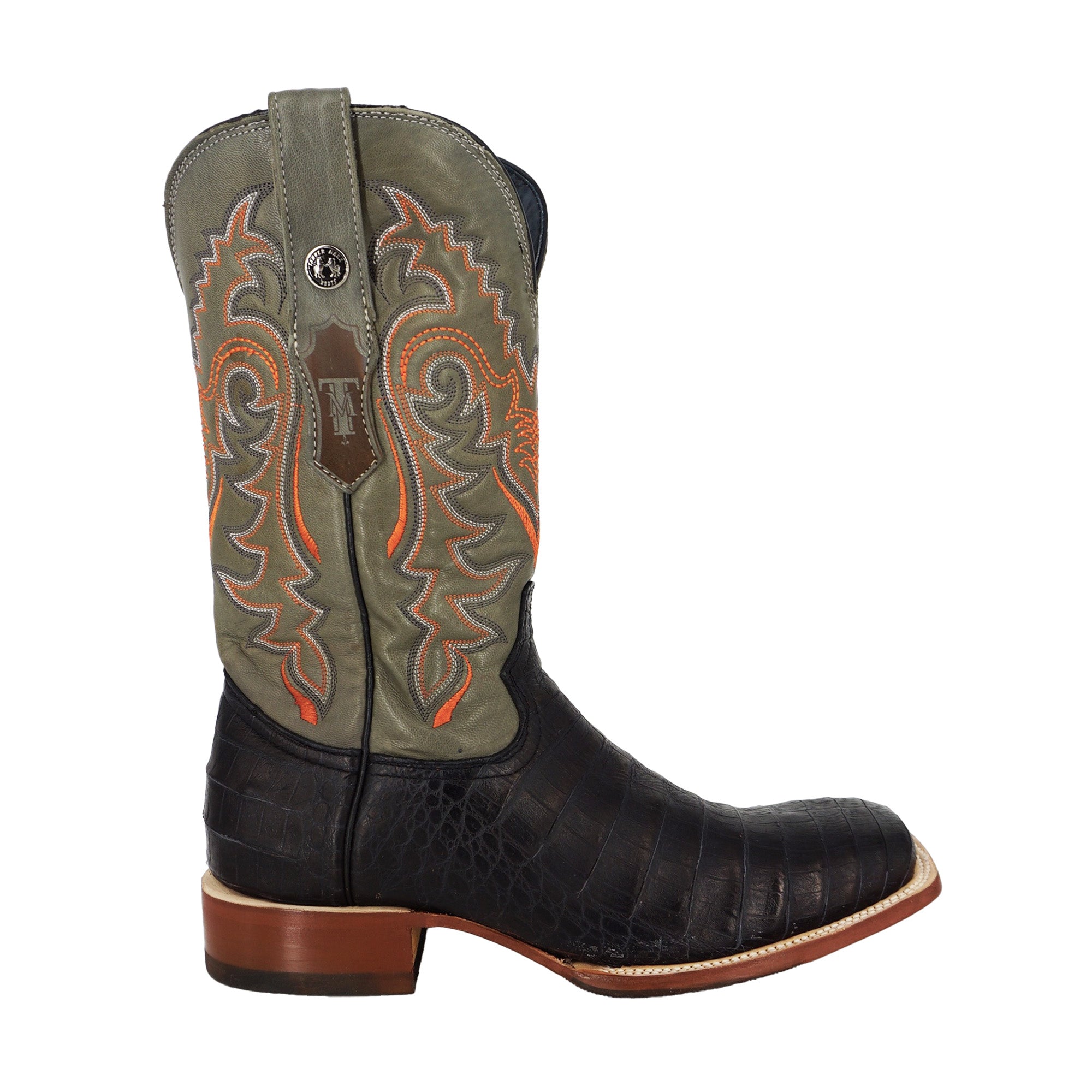 Tanner Mark Caiman Belly Print Boot TM207030 - Grey Palermo Top