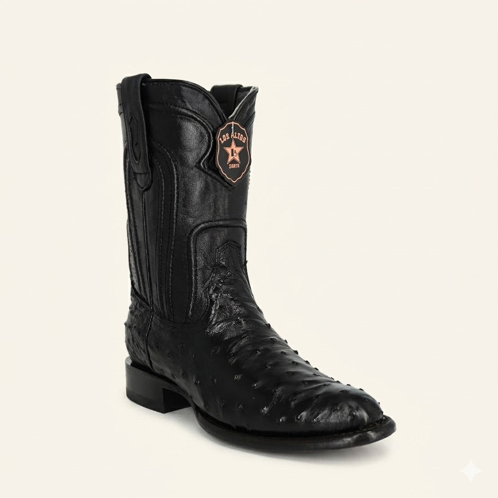 Los Altos Boots Roper Ostrich 690305 - Black