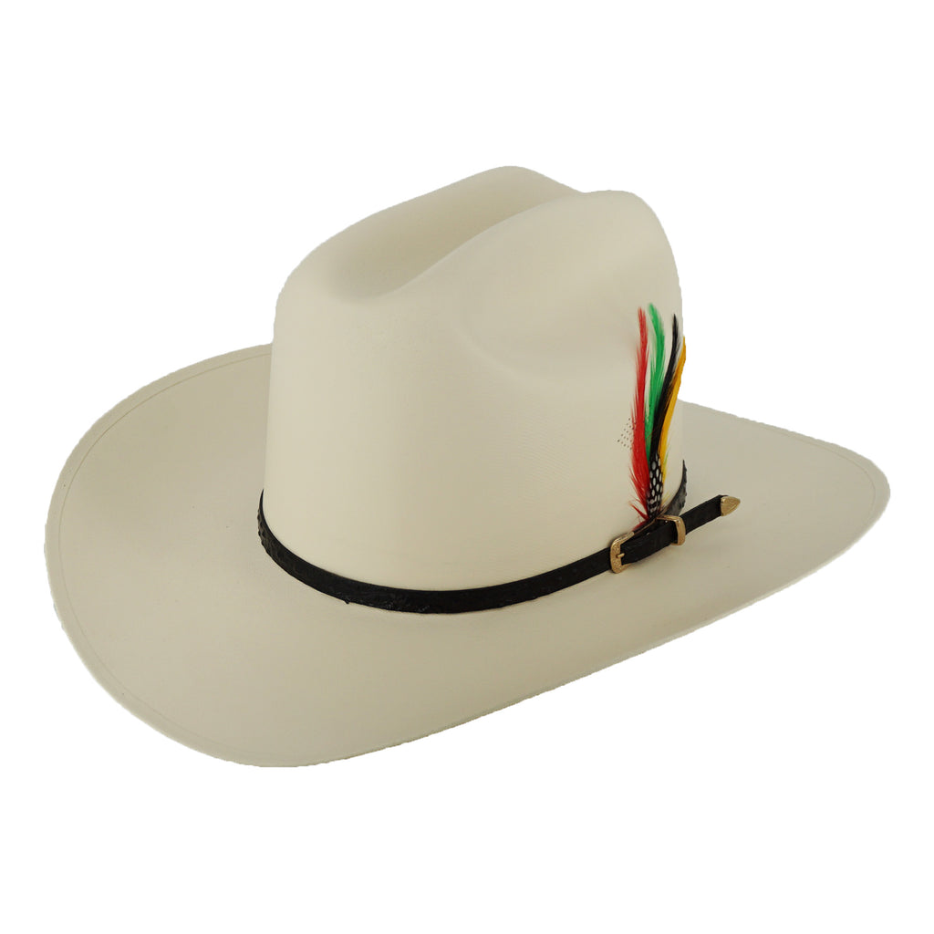 White Diamond 100x San Judas Tall Crown Staw Hat  3 1/2
