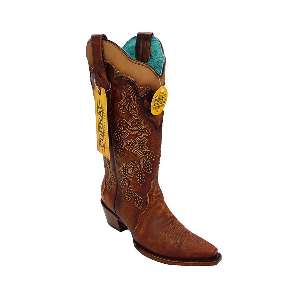 Corral Women's Boot Z5088 Embroidery & Studs - Tan