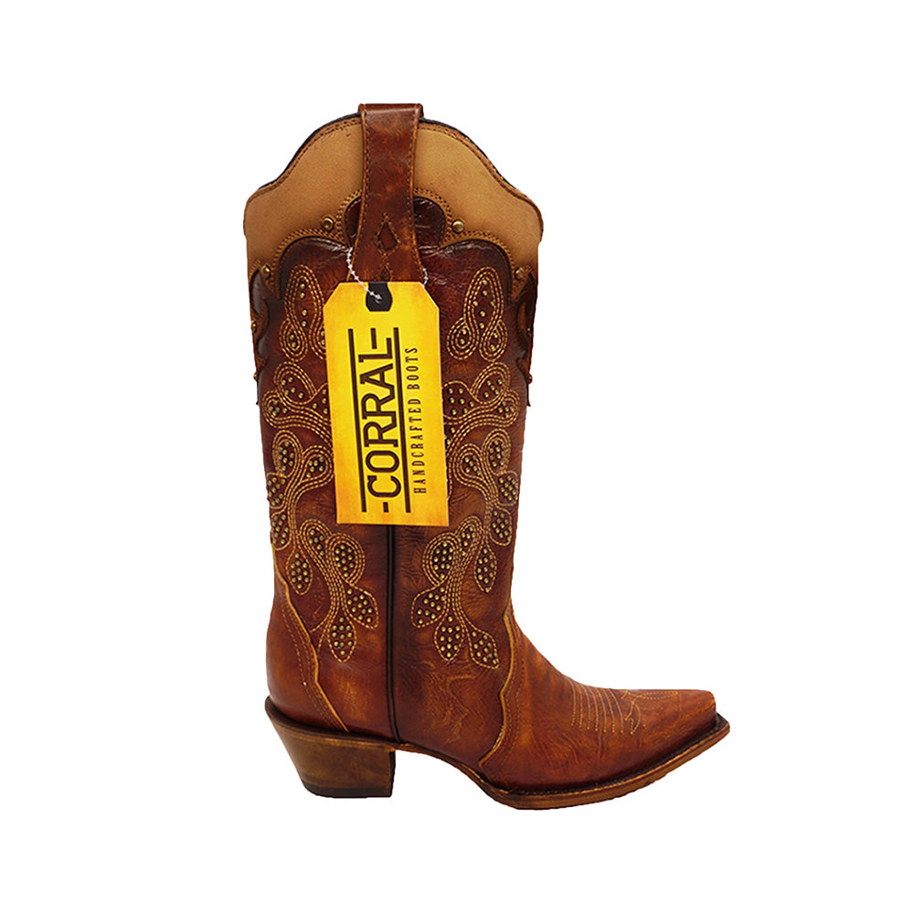 Corral Women's Boot Z5088 Embroidery & Studs - Tan