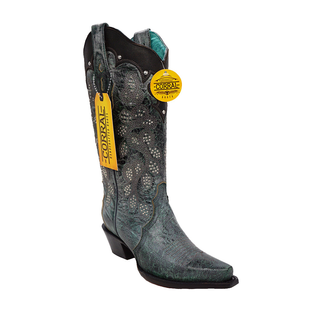 Corral Women's Boots Z5089 Embroidery & Studs - Green/Black