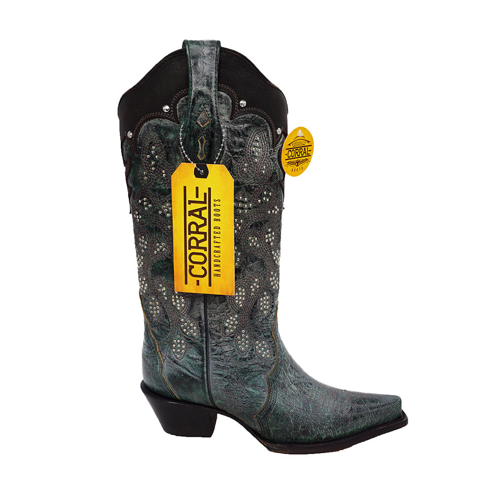 Corral Women's Boots Z5089 Embroidery & Studs - Green/Black