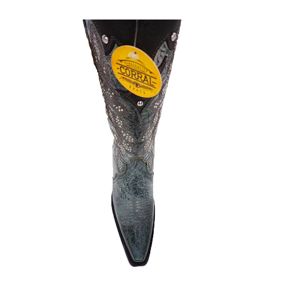 Corral Women's Boots Z5089 Embroidery & Studs - Green/Black