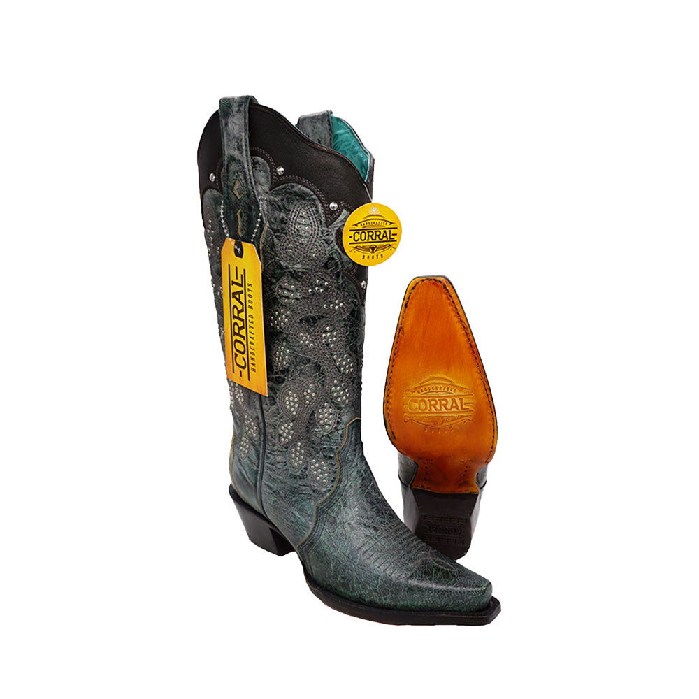 Corral Women's Boots Z5089 Embroidery & Studs - Green/Black