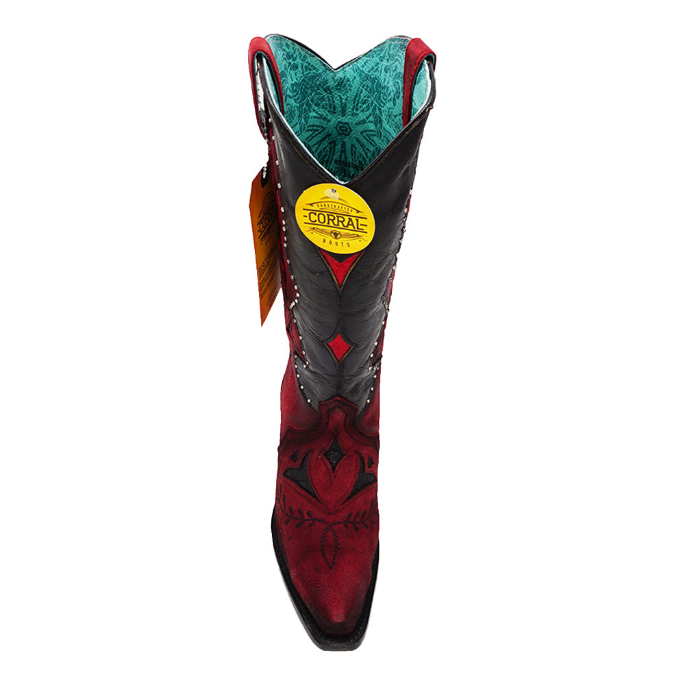 Corral Women's Boot Z5092 Embroidery & Studs - Black/Red