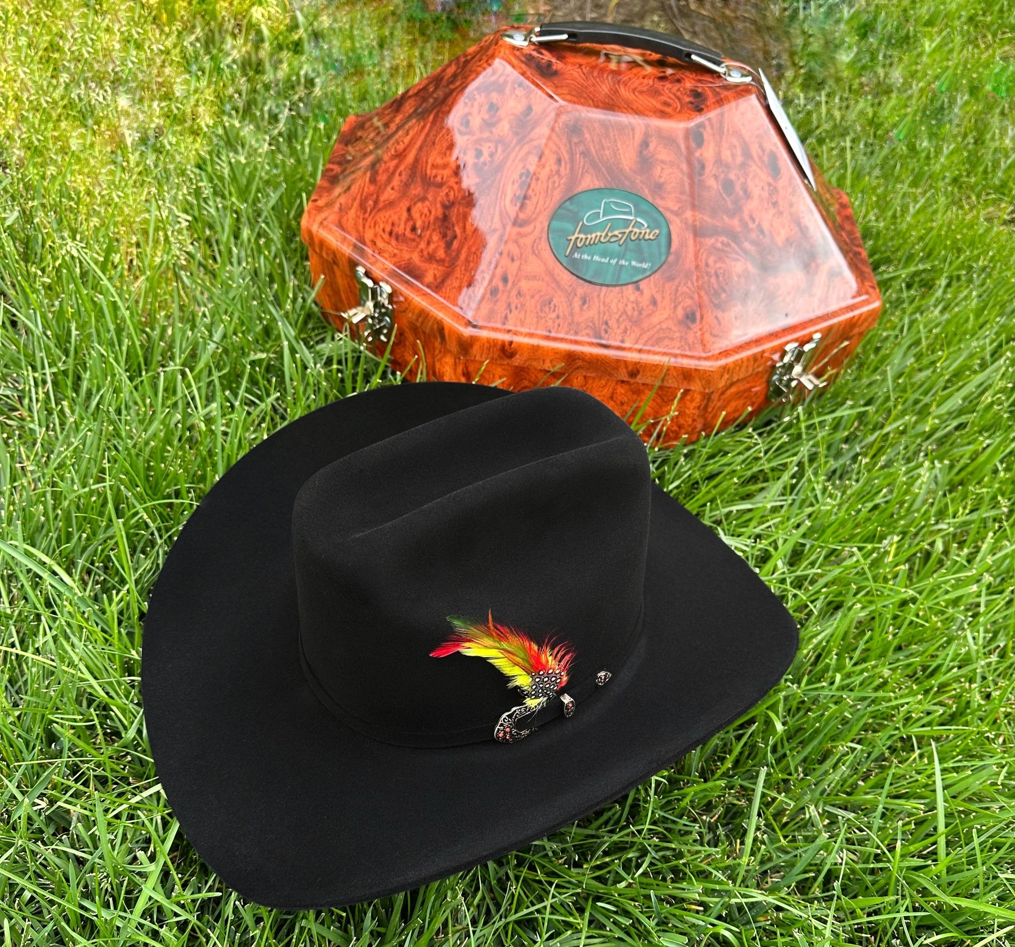 Tombstone 1,000x El Patron Beaver Fur Felt Hat  3 1/2” Brim (Hat Carrier Included) - Black