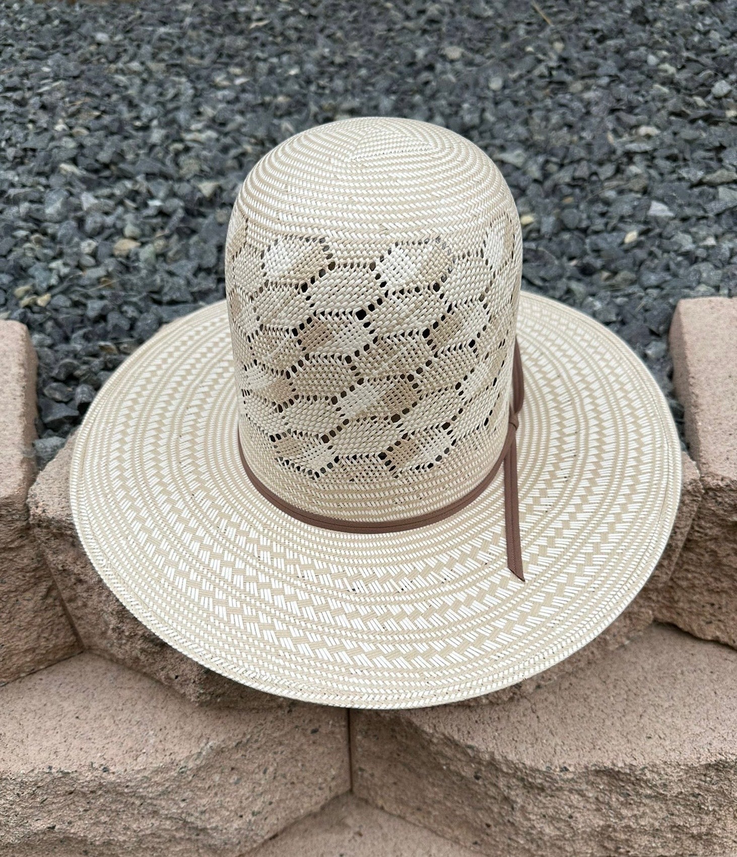 Stone 300x Diamante Open Crown Straw Hat