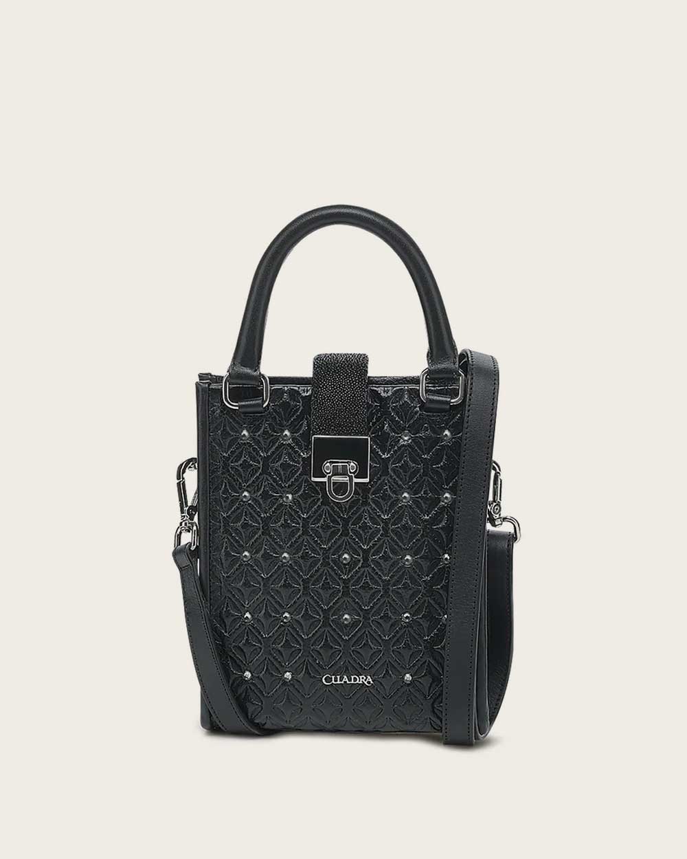 Cuadra Women's Black Stingray Laser & Stud Handbag DU690