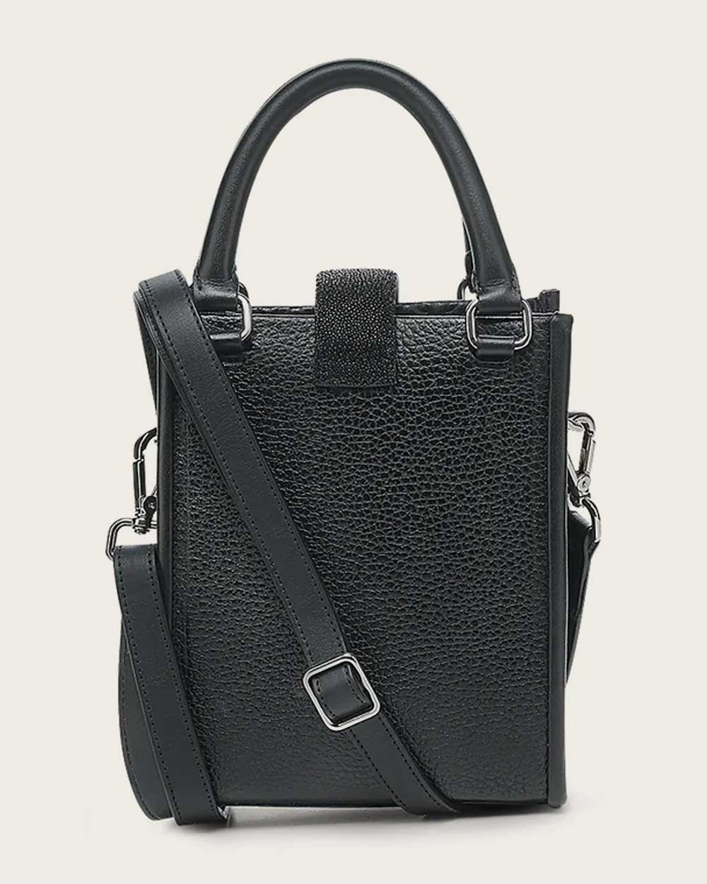 Cuadra Women's Black Stingray Laser & Stud Handbag DU690