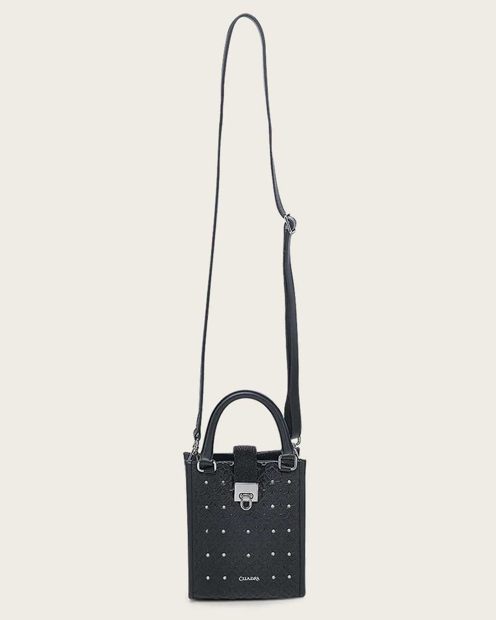 Cuadra Women's Black Stingray Laser & Stud Handbag DU690