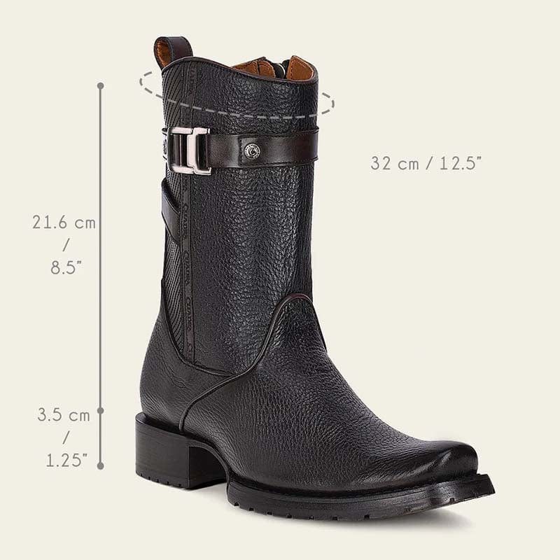 Cuadra Men's Laser & Embroidery Narrow Square Toe CU630 - Black