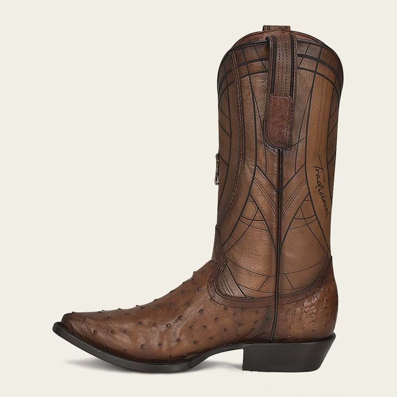 Cuadra Men's Ostrich Laser and Embroidery Snip Toe CU711 - Moroni Castano