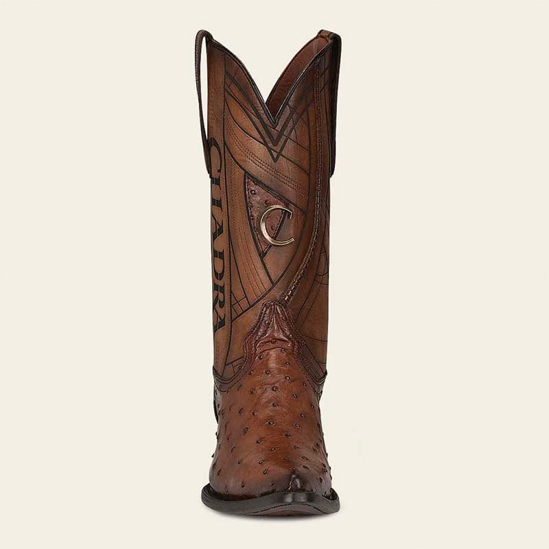 Cuadra Men's Ostrich Laser and Embroidery Snip Toe CU711 - Moroni Castano